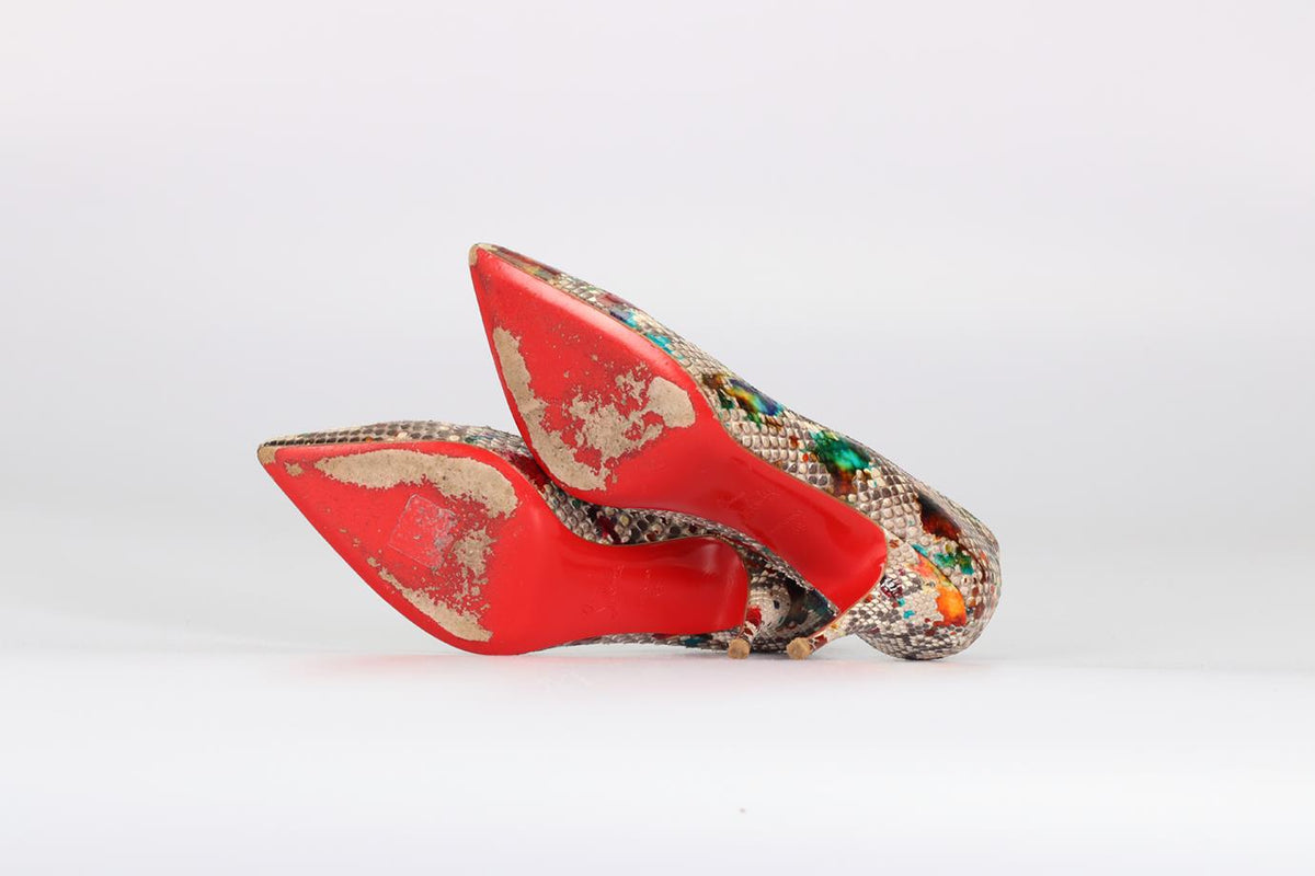 CHRISTIAN LOUBOUTIN SNAKESKIN PUMPS EU 39 UK 6 US 9