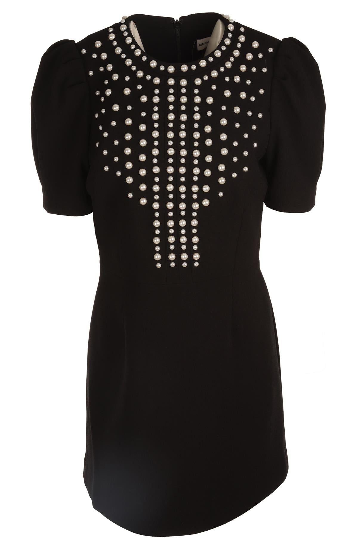 REBECCA VALLANCE BLACK WOOL MINI DRESS UK 14