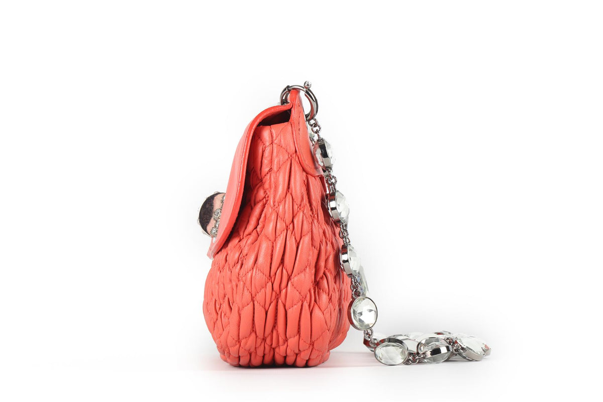MIU MIU CORAL MATELASSÉ LEATHER SHOULDER BAG