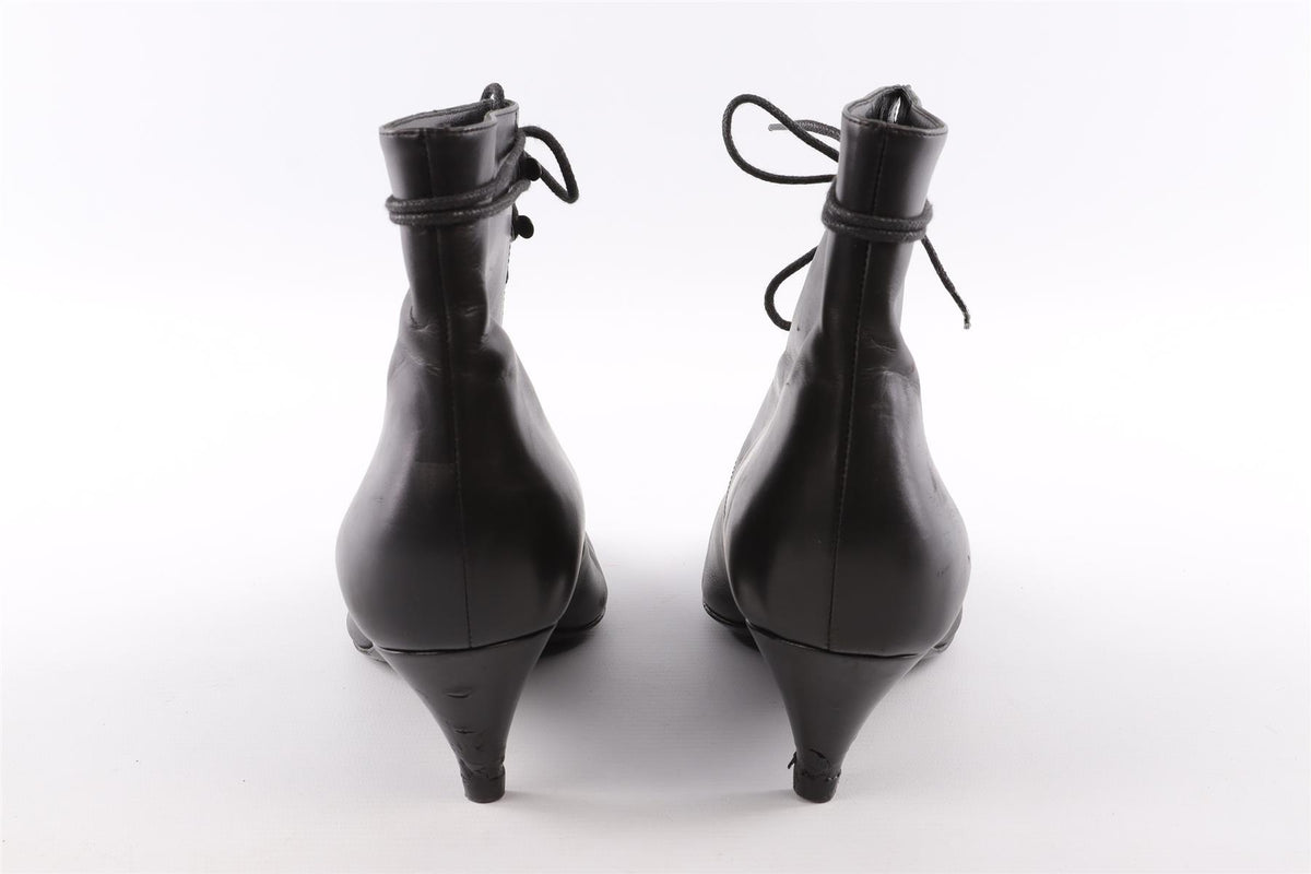 SAINT LAURENT BLACK LEATHER ANKLE BOOTS EU 40 UK 7 US 10