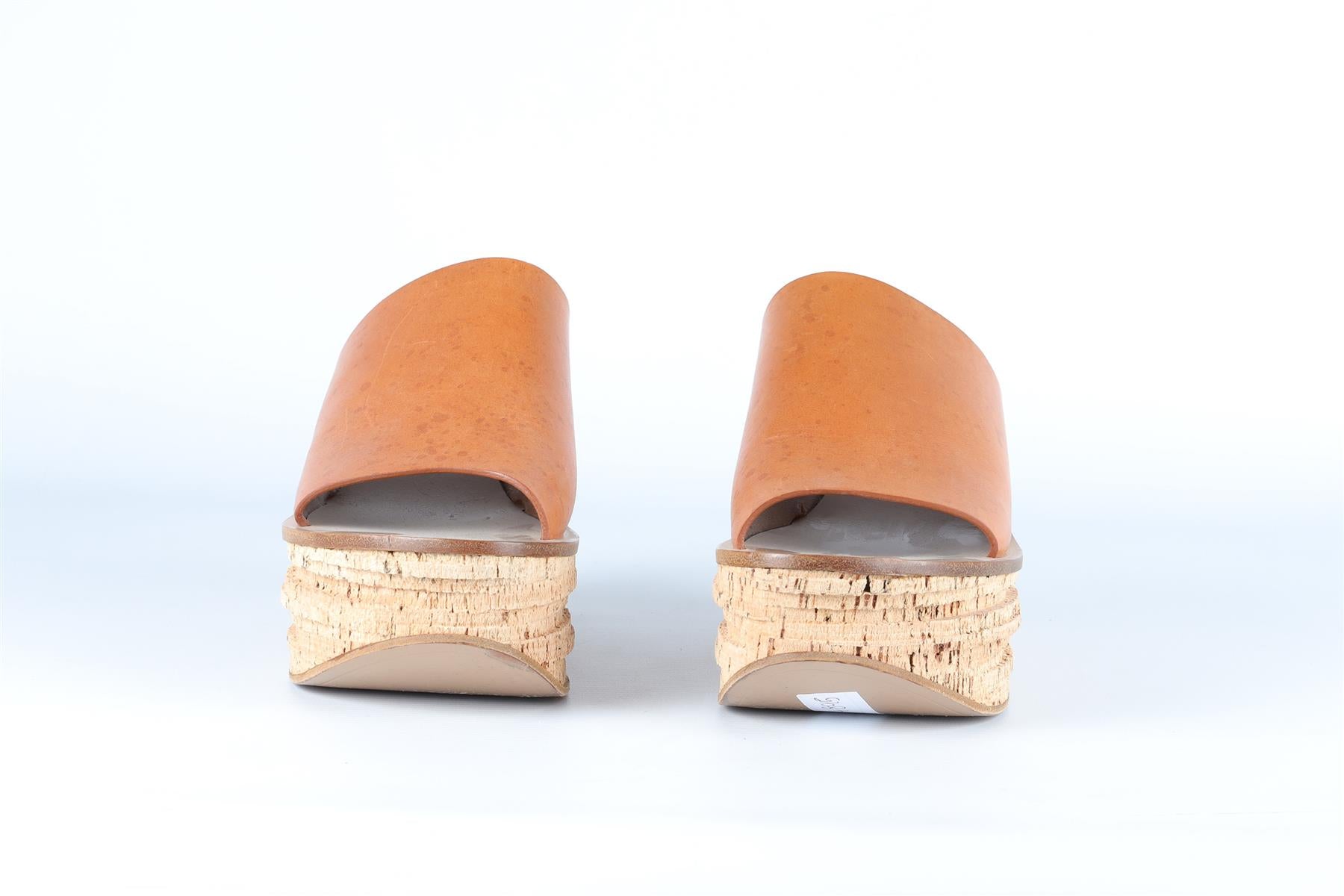 CHLOÉ BROWN LEATHER WEDGE MULES EU 38.5 UK 5.5 US 8.5