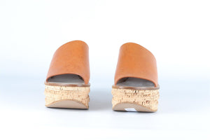 CHLOÉ BROWN LEATHER WEDGE MULES EU 38.5 UK 5.5 US 8.5