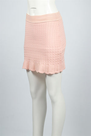 ALAÏA PINK 1990 WOOL BLEND MINI SKIRT XSMALL