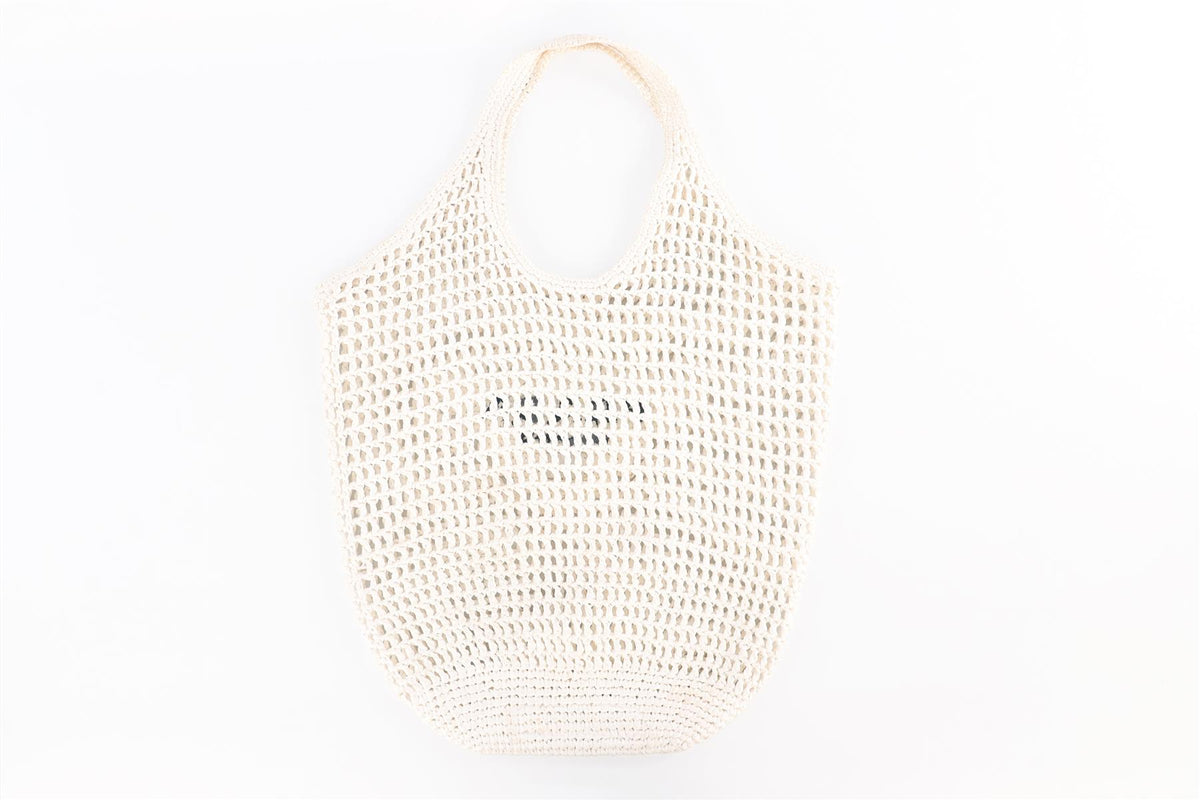 PRADA WHITE RAFFIA TOTE BAG