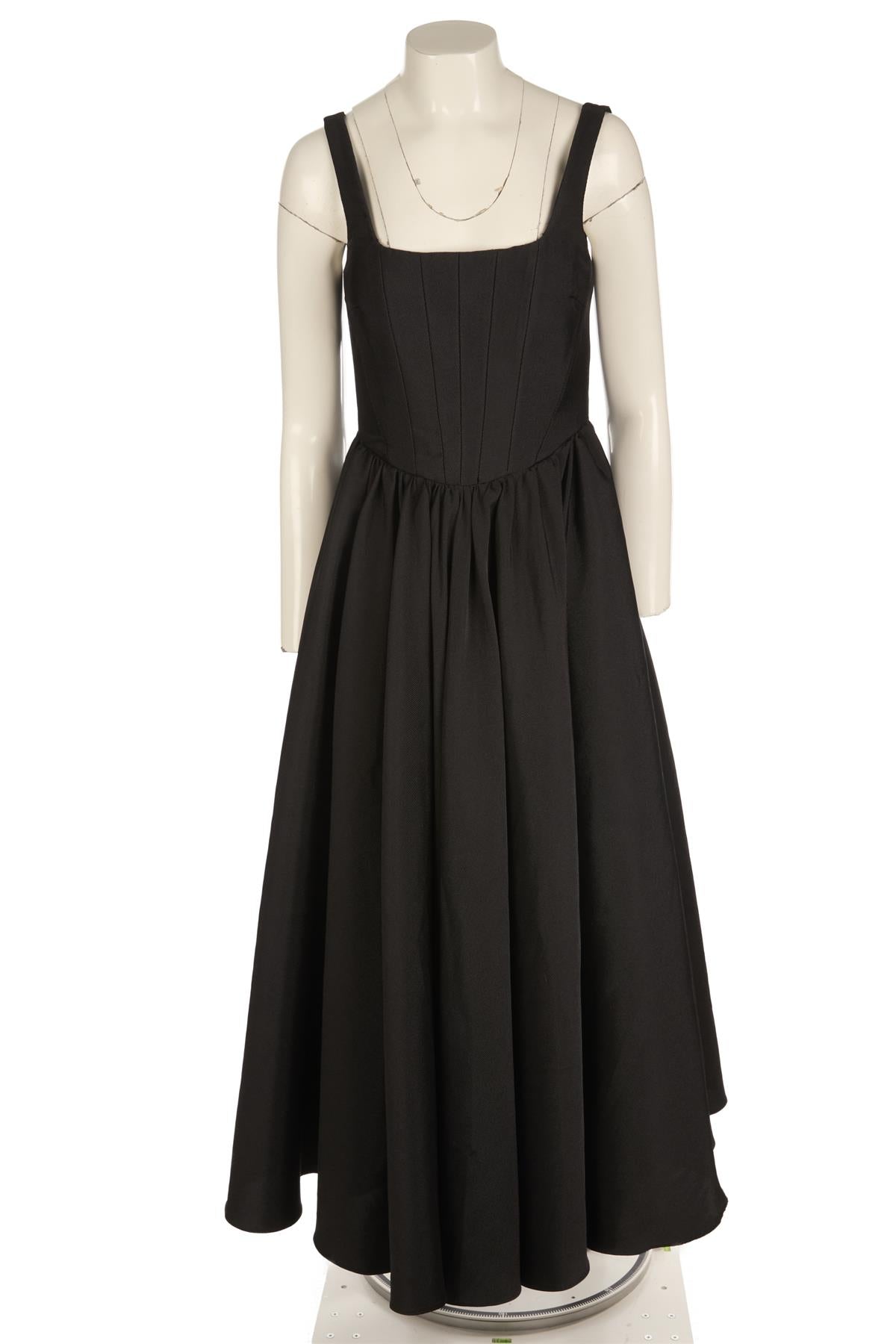 THE NEW ARRIVALS ILKYAZ OZEL BLACK WOVEN MAXI DRESS FR 36 UK 8