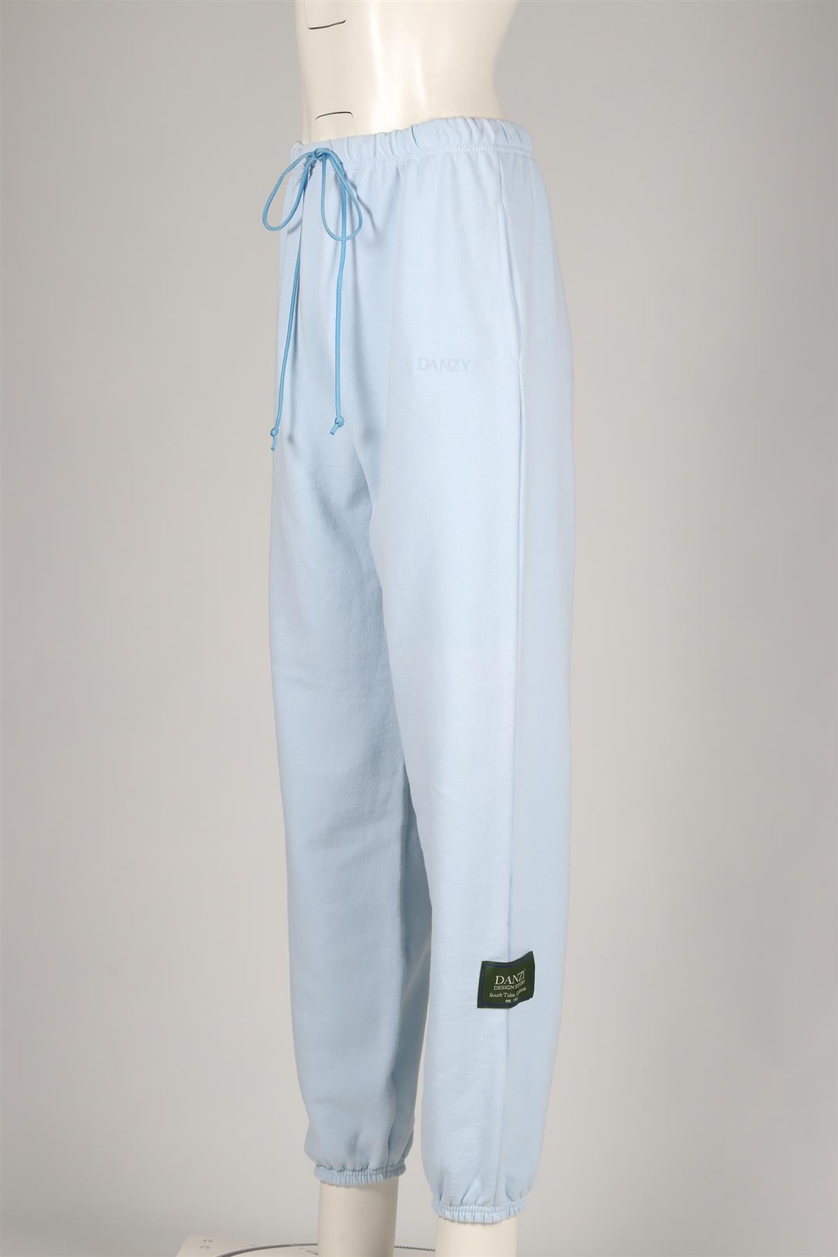 DANZY BLUE COTTON BLEND TRACK PANTS MEDIUM