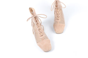 CHRISTIAN DIOR NUDE NAUGHTILY-D SUEDE ANKLE BOOTS EU 38 UK 5 US 8