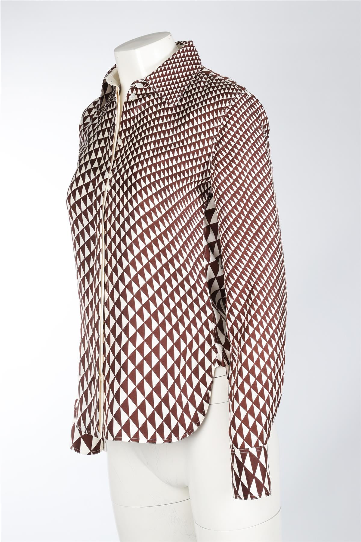 CELINE BROWN SILK SHIRT FR 36 UK 8