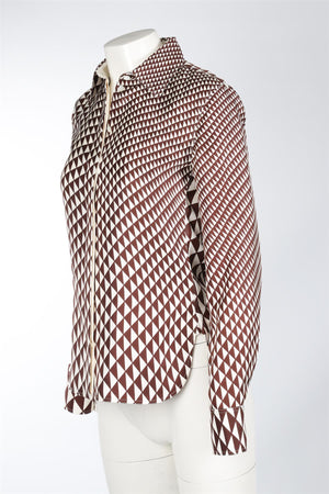 CELINE BROWN SILK SHIRT FR 36 UK 8