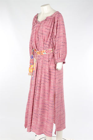 NINETTE PINK COTTON MAXI DRESS LARGE ONE SIZE
