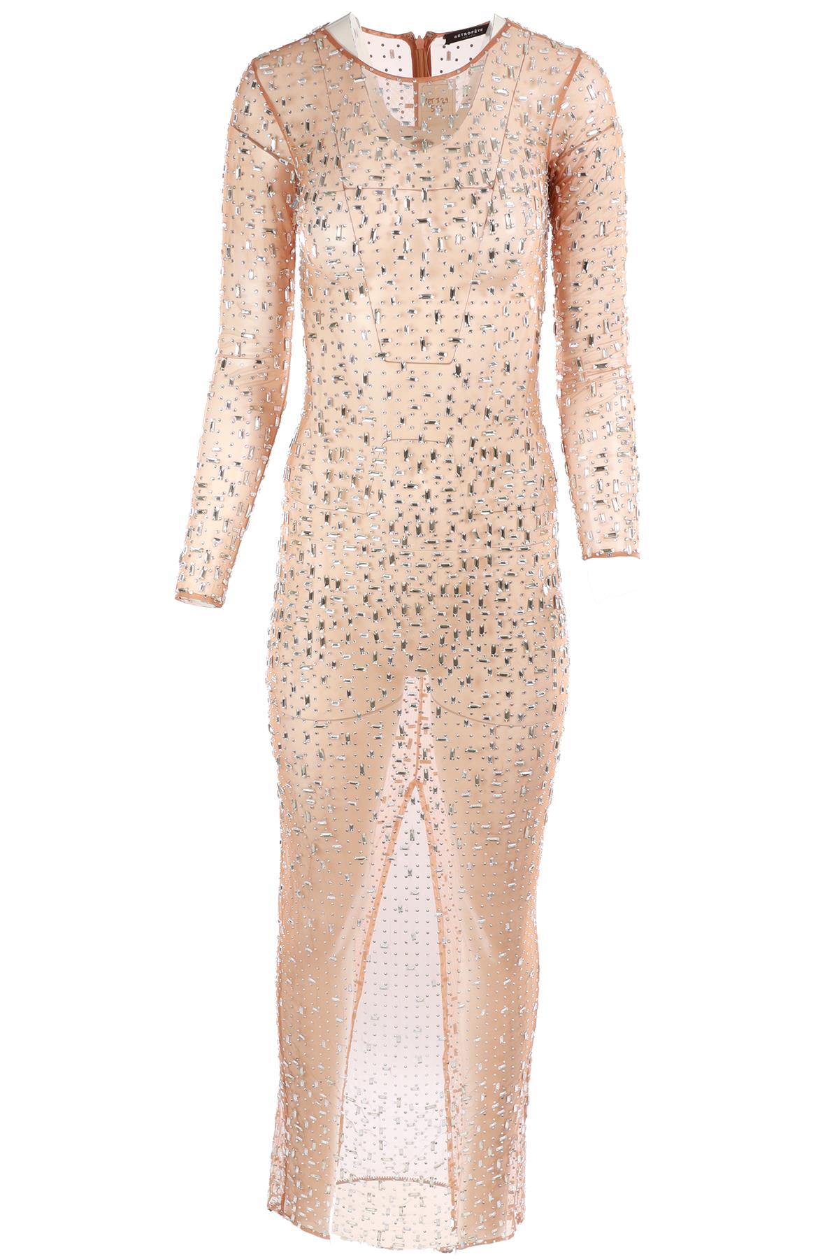 RETROFETE BEIGE MESH MAXI DRESS XSMALL