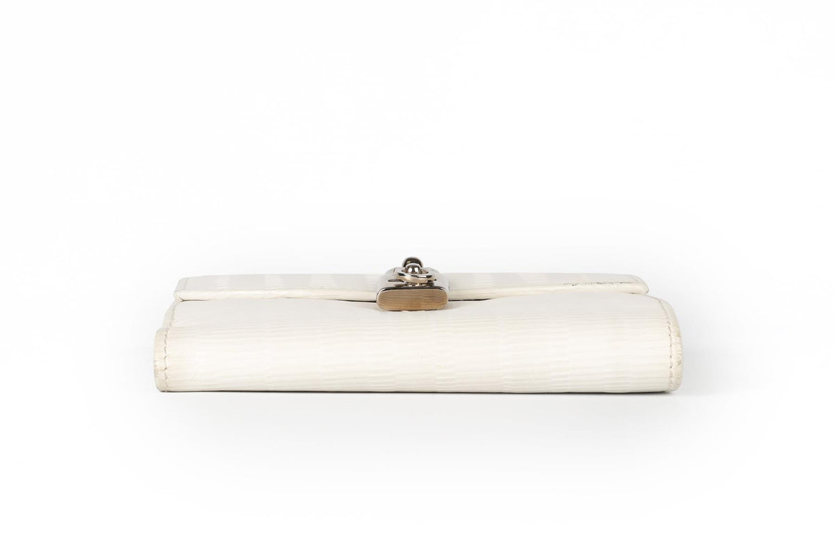 SALVATORE FERAGAMO WHITE LEATHER PURSE