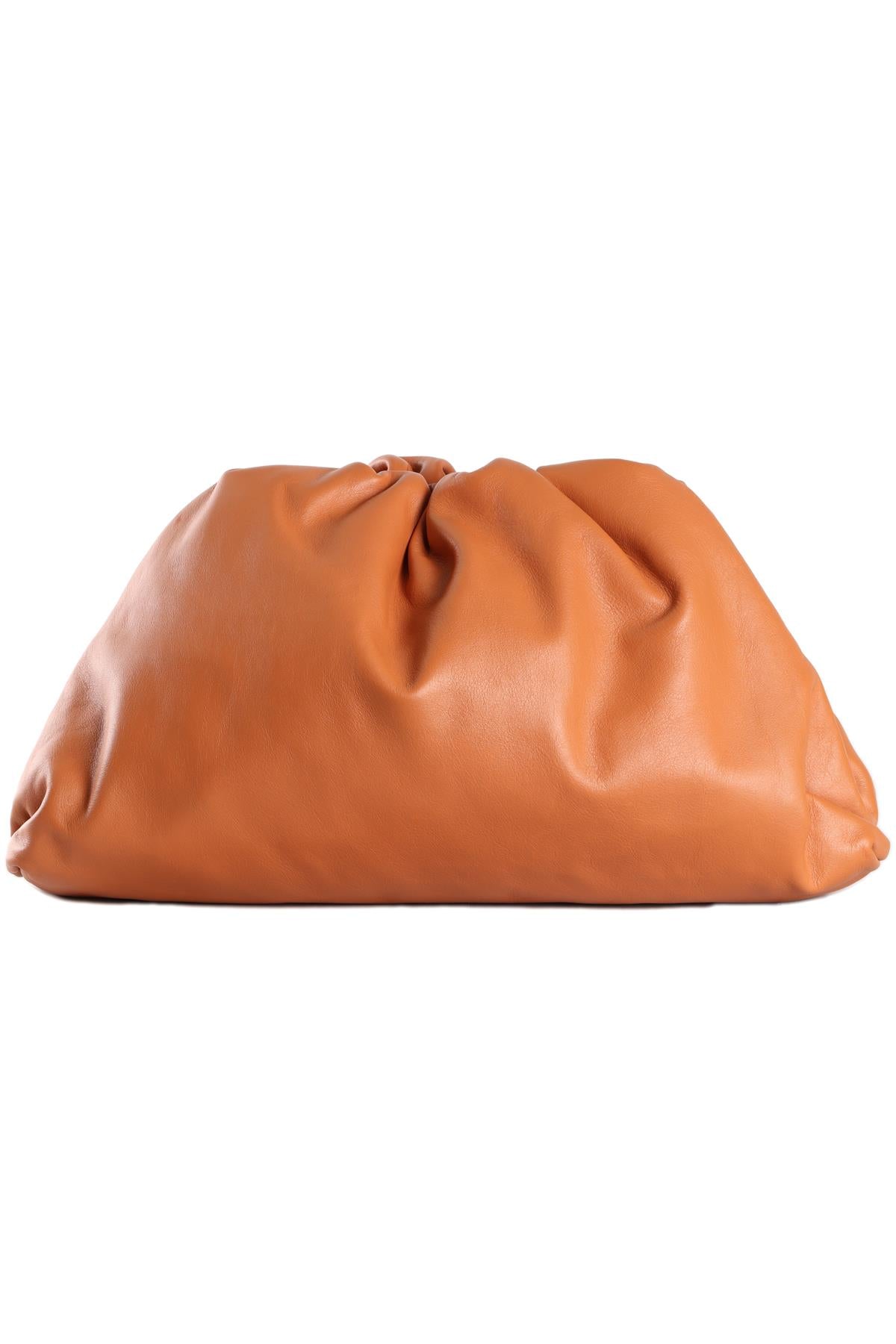 BOTTEGA VENETA TAN POUCH LARGE LEATHER CLUTCH
