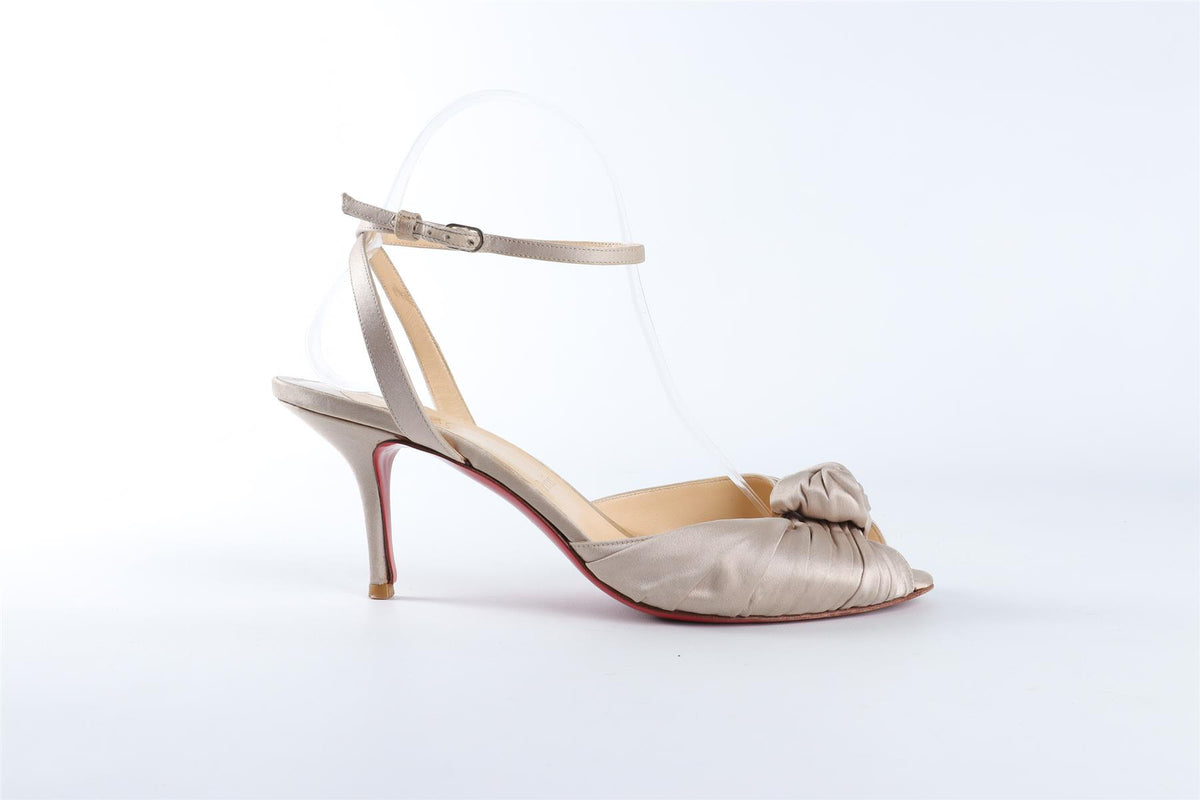 CHRISTIAN LOUBOUTIN GOLD SATIN SANDALS EU 39.5 UK 6.5 US 9.5