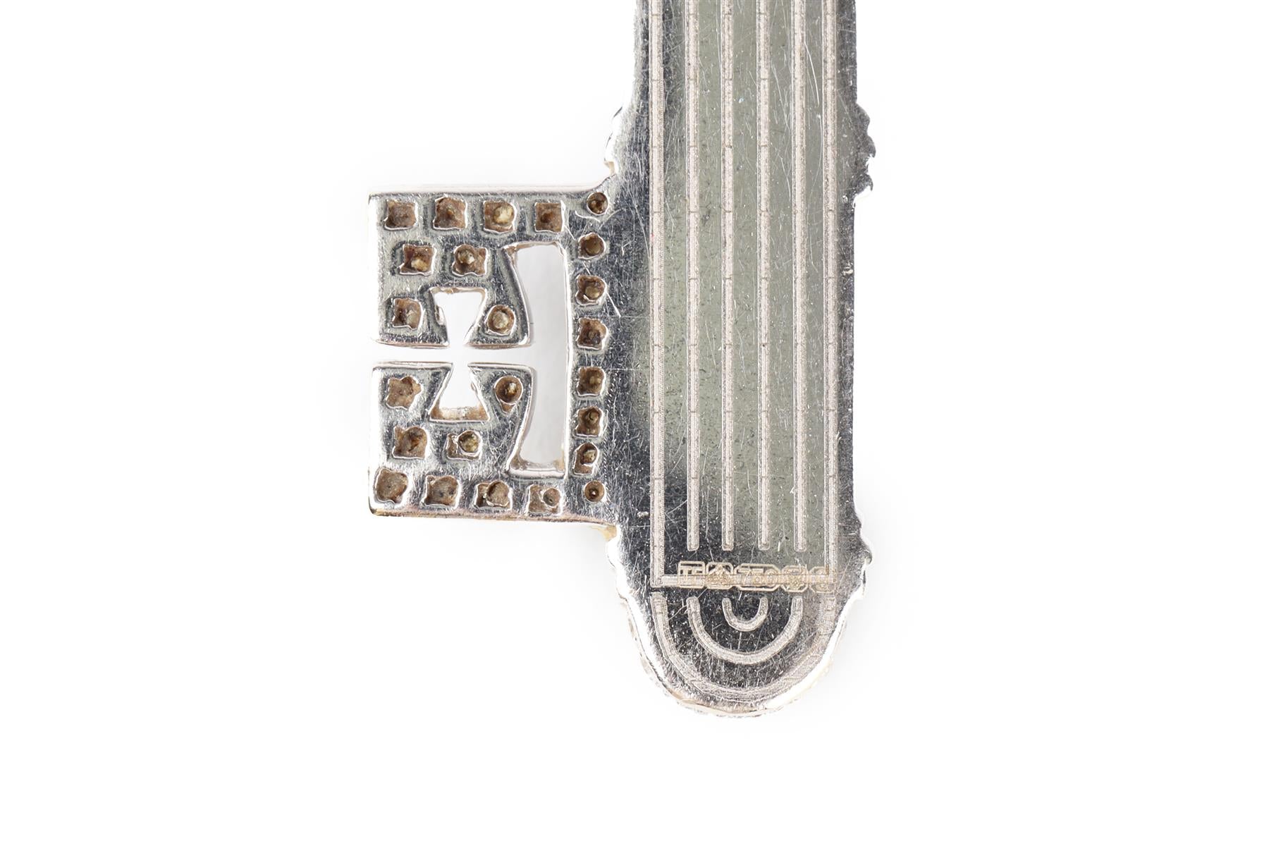 THEO FENNELL KEY 18K WHITE GOLD AND DIAMOND PENDANT