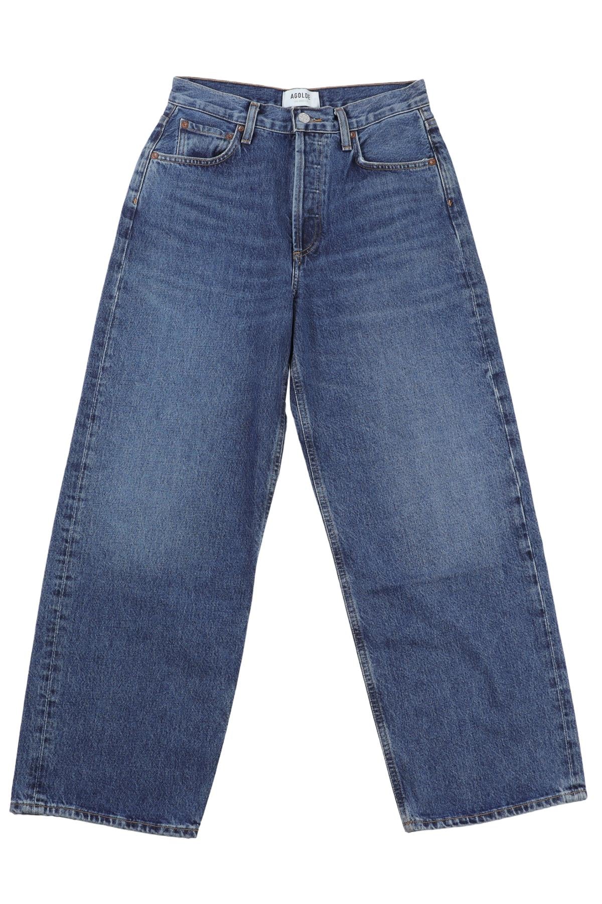 AGOLDE NAVY HIGH RISE WIDE LEG JEANS W24 UK 6