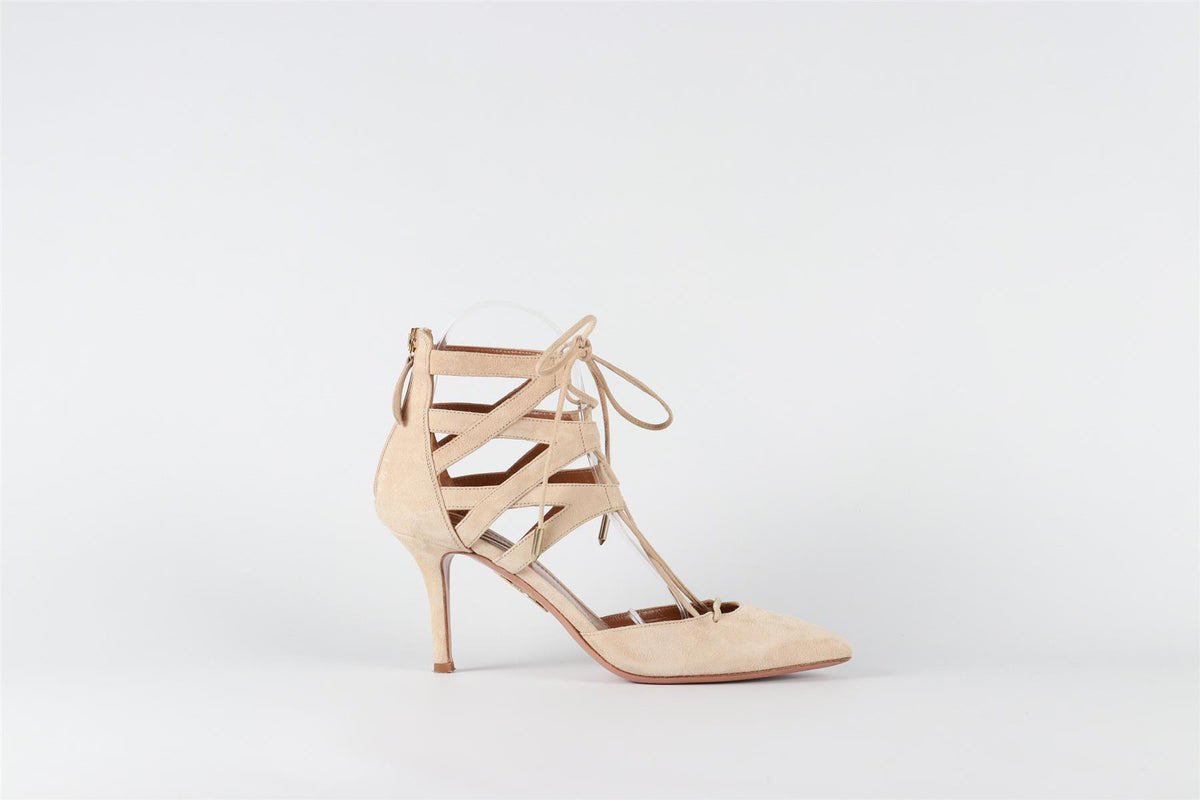 AQUAZZURA BEIGE SUEDE PUMPS EU 38 UK 5 US 8