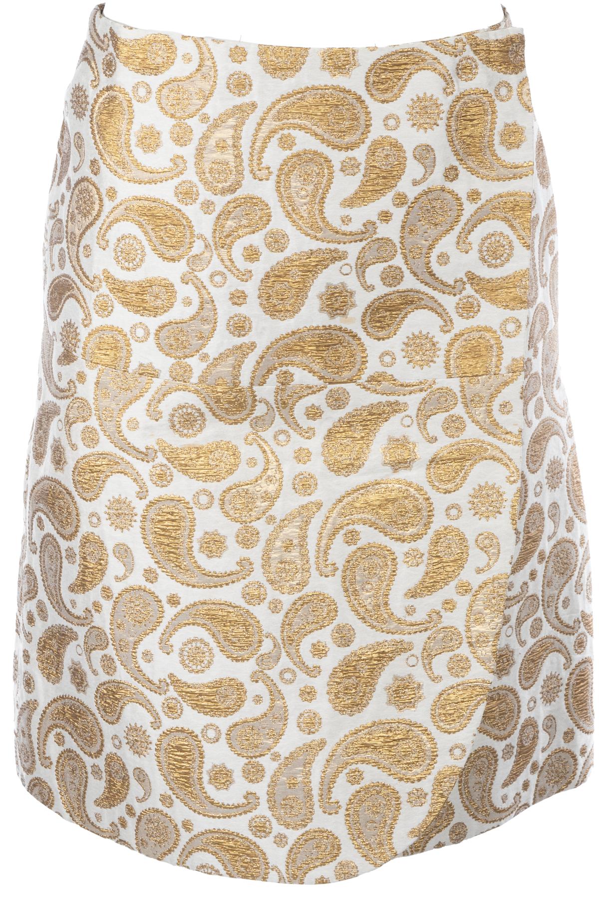 STELLA MCCARTNEY GOLD COTTON MINI SKIRT IT 42 UK 10