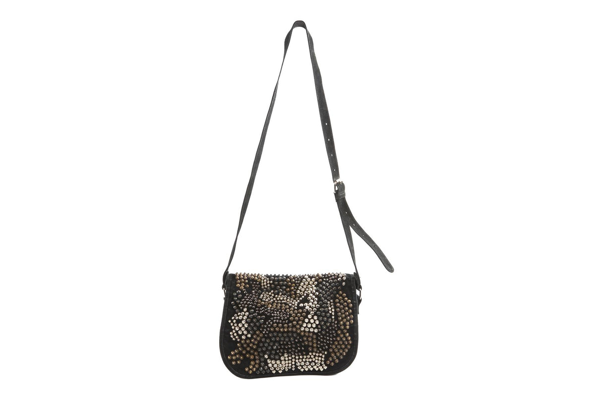 BALMAIN BLACK SUEDE SHOULDER BAG