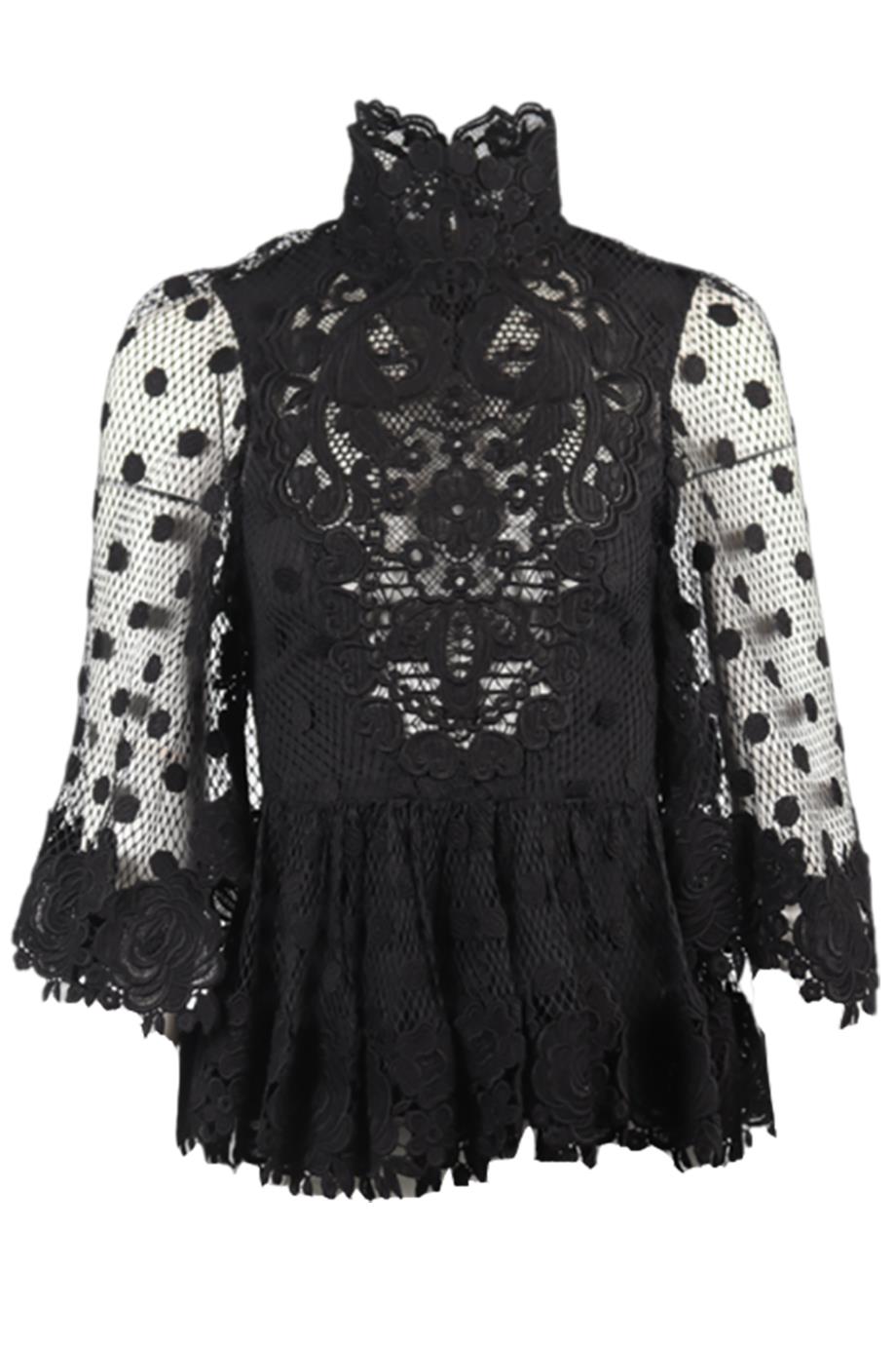 ELLIE SAAB LACE AND MESH TOP FR 36 UK 8