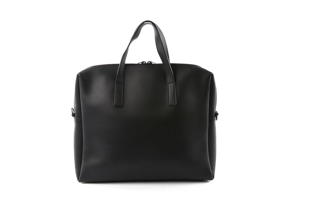 SAINT LAURENT BLACK MEN'S BOLD LEATHER BRIEFCASE