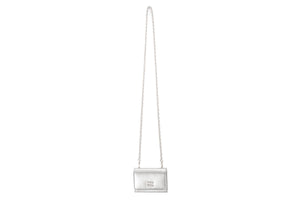 MIU MIU SILVER LEATHER WALLET ON CHAIN