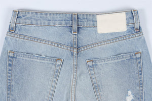 GRLFRND BLUE HIGH RISE STRAIGHT LEG JEANS W24 UK 6