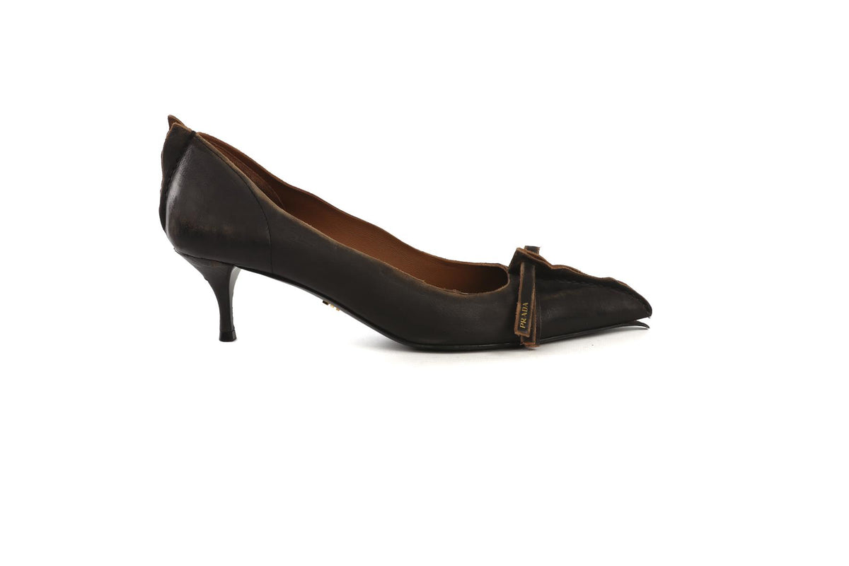 PRADA BLACK 2025 LEATHER PUMPS EU 39 UK 6 US 9