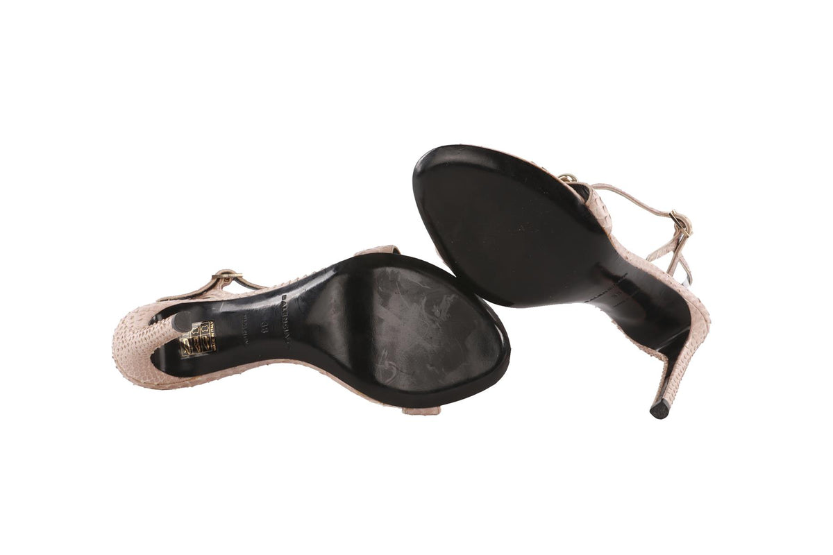 BALENCIAGA NUDE LEATHER SANDALS EU 38 UK 5 US 8