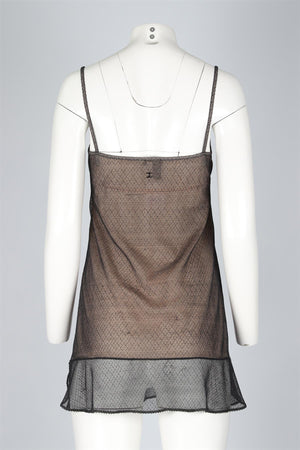 CHANEL GREY 2004 MESH MINI DRESS FR 36 UK 8