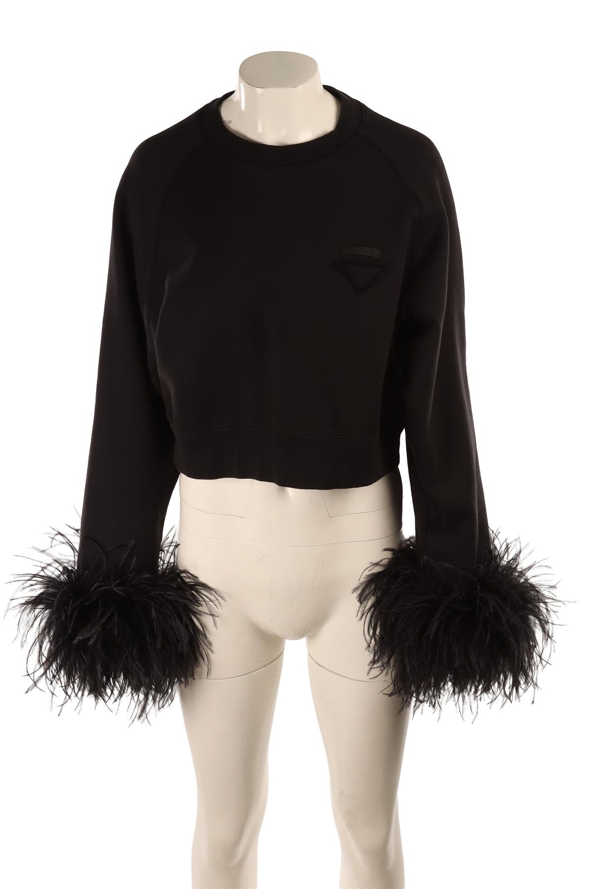 PRADA BLACK COTTON SWEATSHIRT SMALL