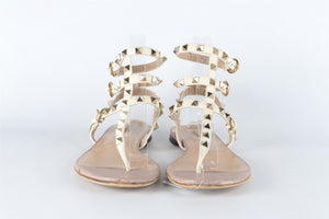 VALENTINO GARAVANI CREAM ROCKSTUD LEATHER SANDALS EU 38 UK 5 US 8
