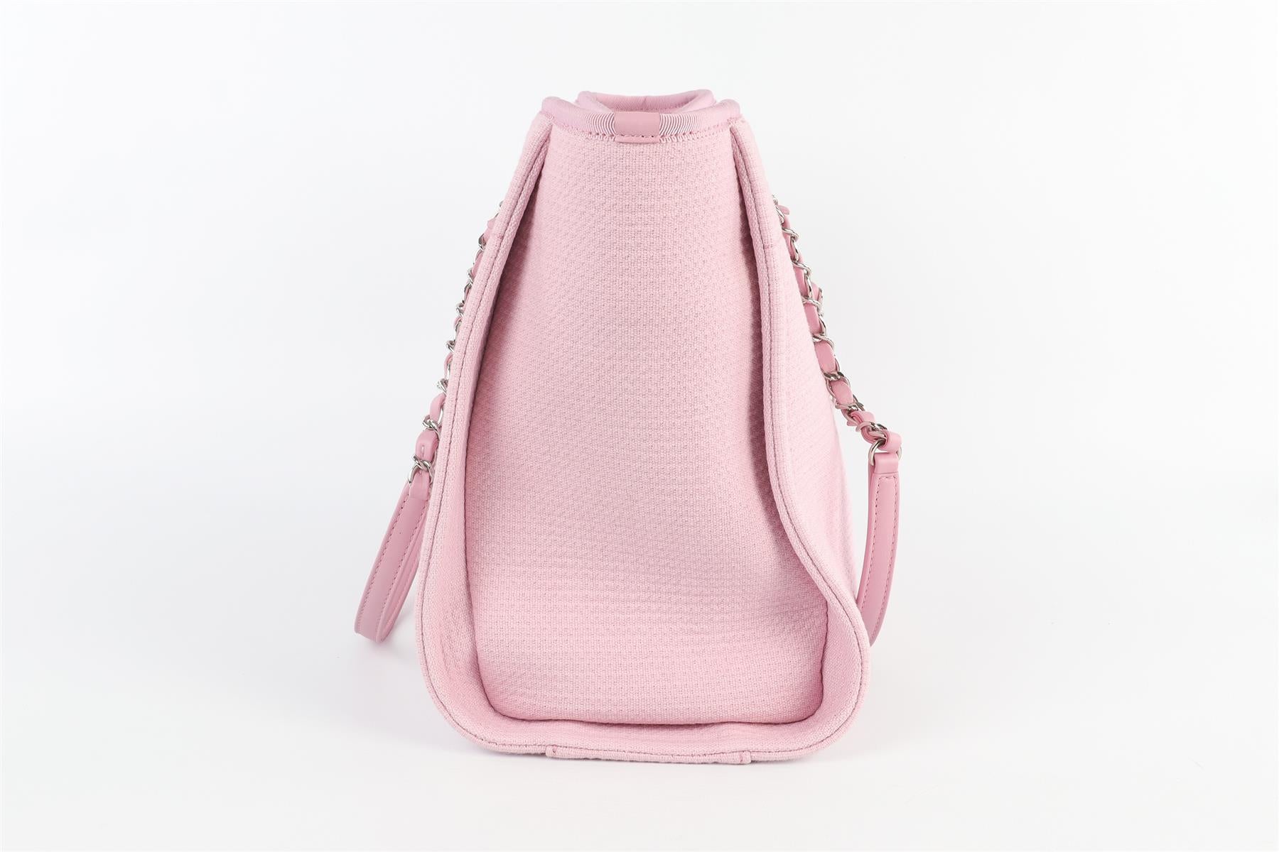 CHANEL PINK 2022 DEAUVILLE SMALL FABRIC TOTE BAG