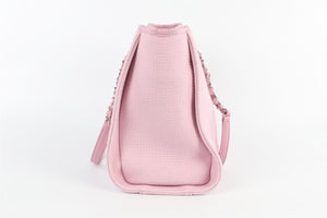 CHANEL PINK 2022 DEAUVILLE SMALL FABRIC TOTE BAG