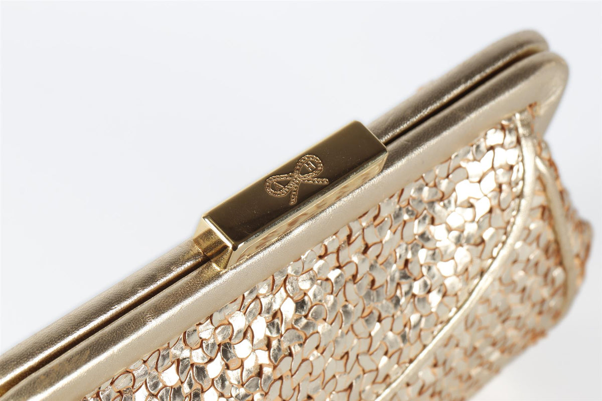 ANYA HINDMARCH GOLD LEATHER CLUTCH