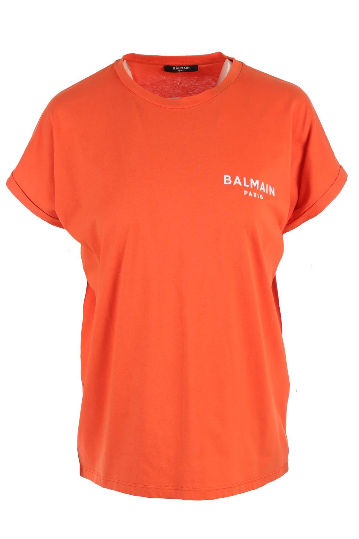 BALMAIN ORANGE COTTON T-SHIRT SMALL