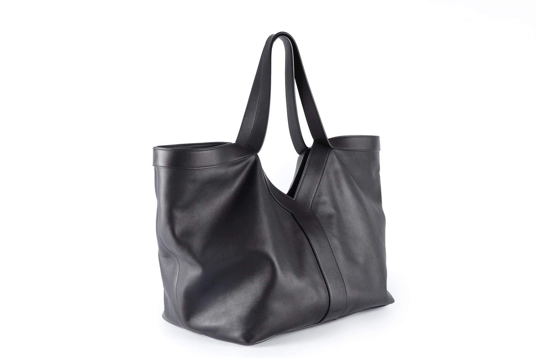 SAINT LAURENT BLACK Y LEATHER TOTE BAG