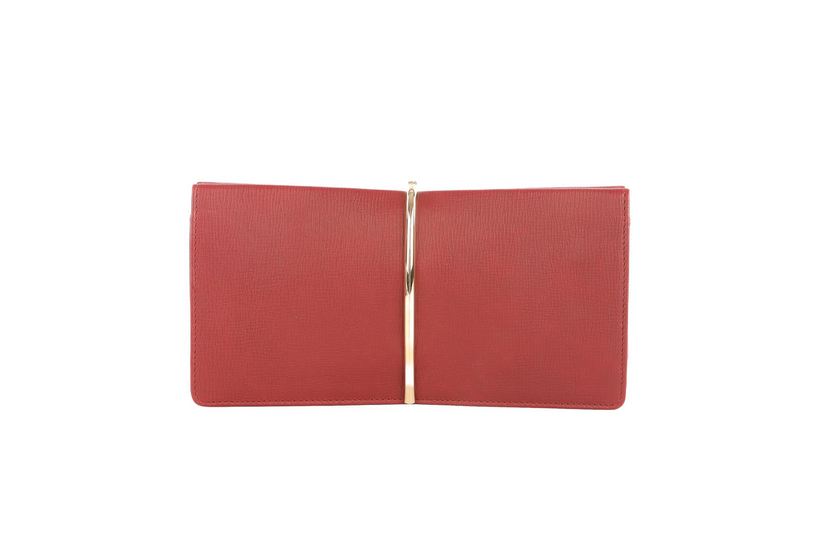 NINA RICCI BURGUNDY LEATHER CLUTCH