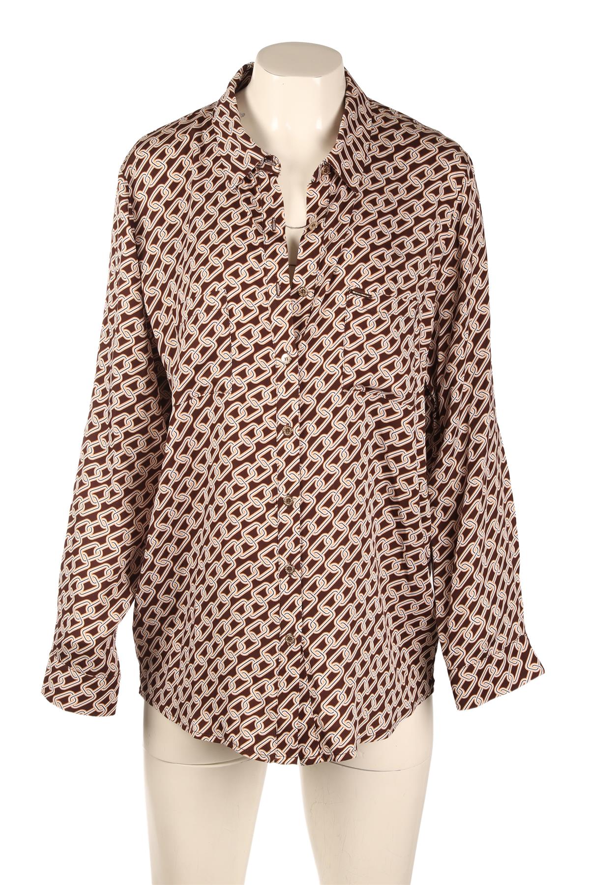 MELISSA ODABASH BROWN SATIN SHIRT MEDIUM
