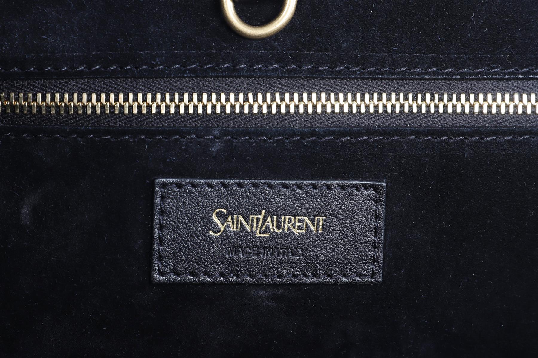 SAINT LAURENT BLACK Y LEATHER TOTE BAG