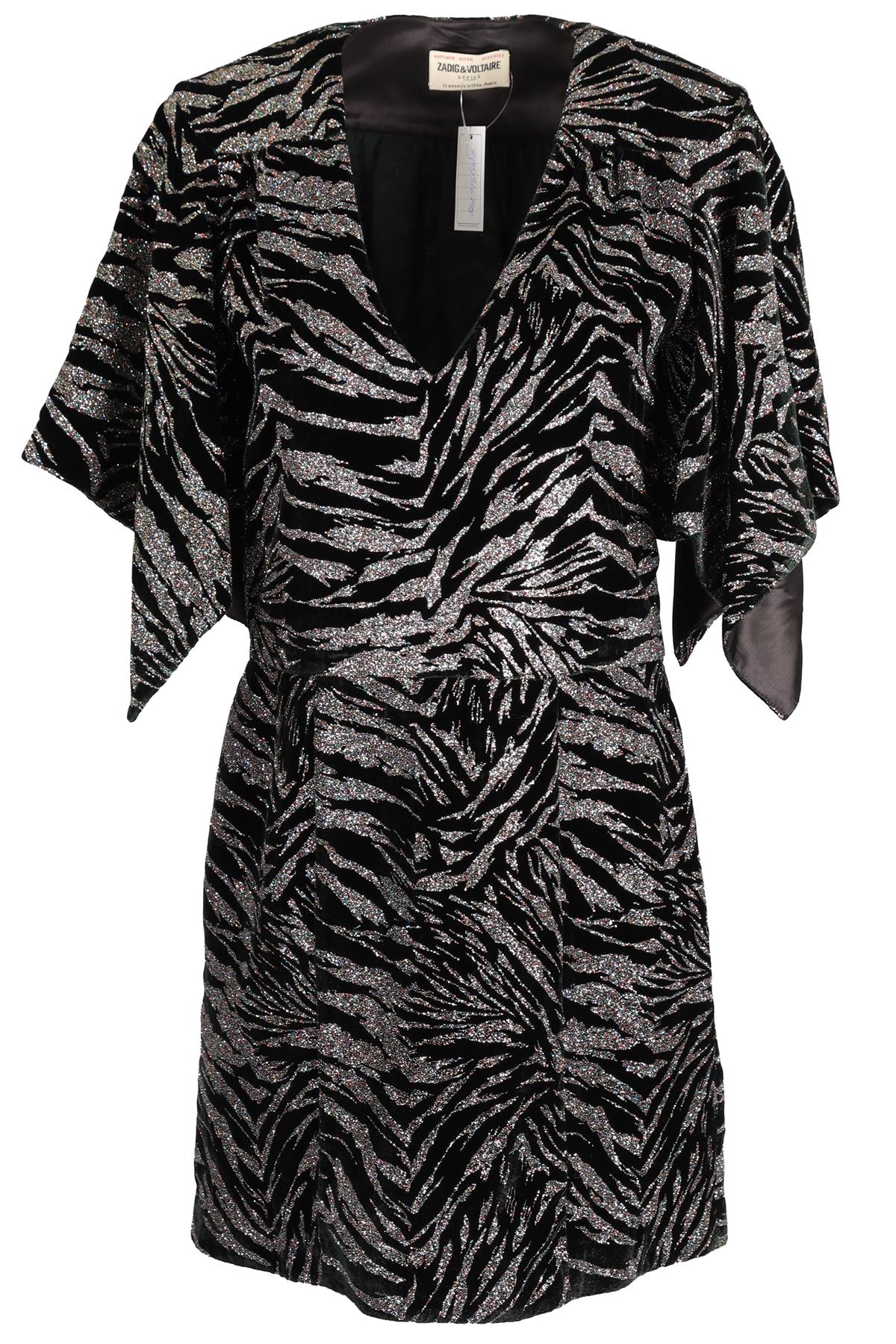 ZADIG & VOLTAIRE BLACK VELVET MINI DRESS LARGE