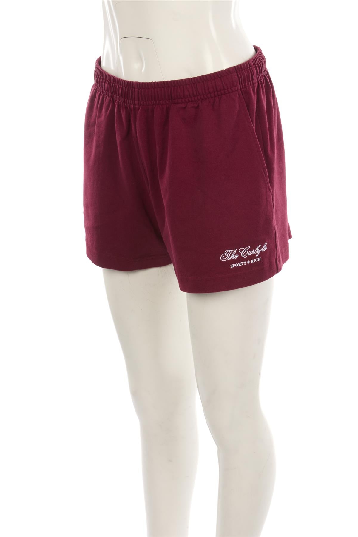 SPORTY & RICH + THE CARLYLE BURGUNDY COTTON SHORTS LARGE