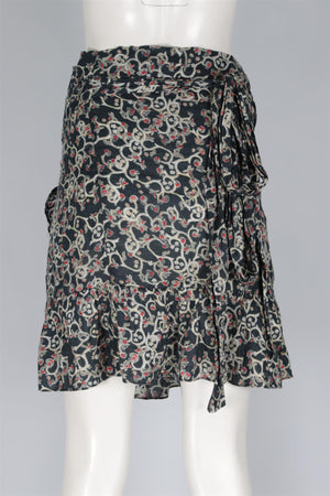 ISABEL MARANT ÉTOILE BLUE LINEN MINI SKIRT FR 44 UK 12