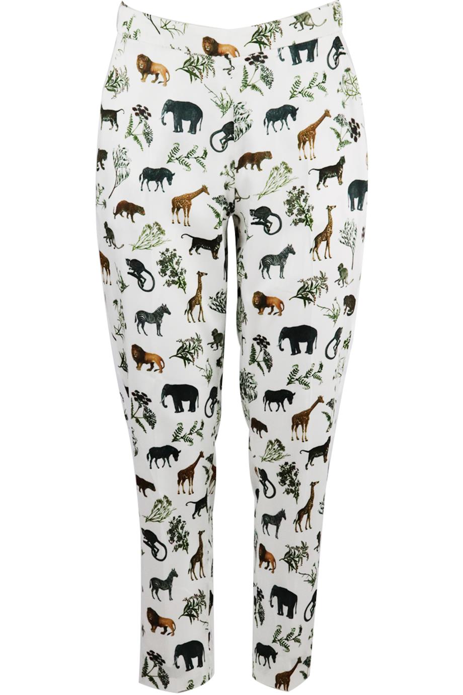 VICTORIA VICTORIA BECKHAM PRINTED TWILL PANTS UK 10