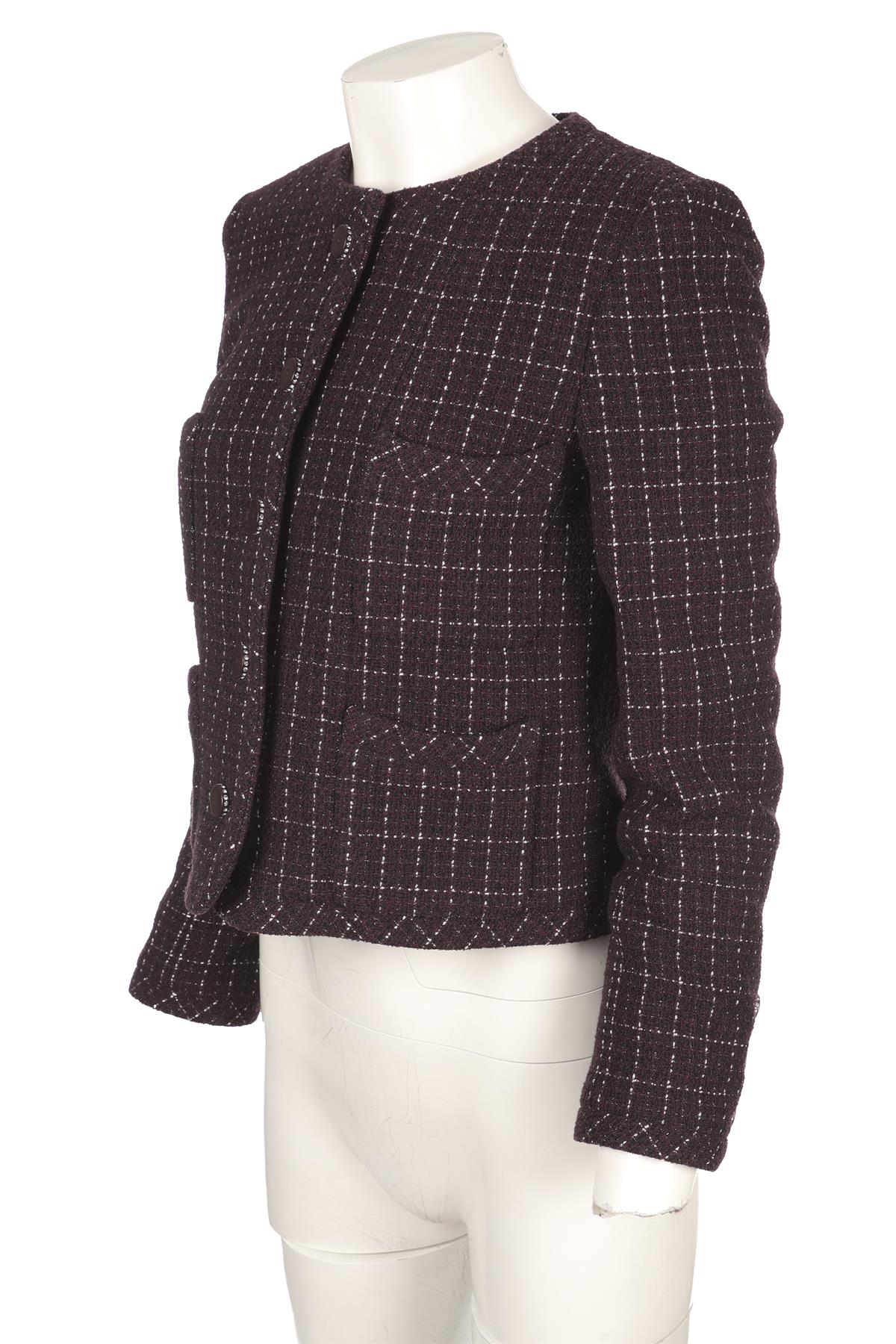 CHANEL MAROON 2002 WOOL JACKET FR 40 UK 12