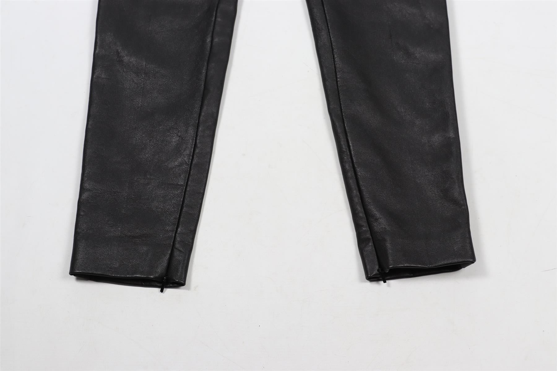 SAINT LAURENT BLACK LEATHER TAPERED PANTS FR 34 UK 6