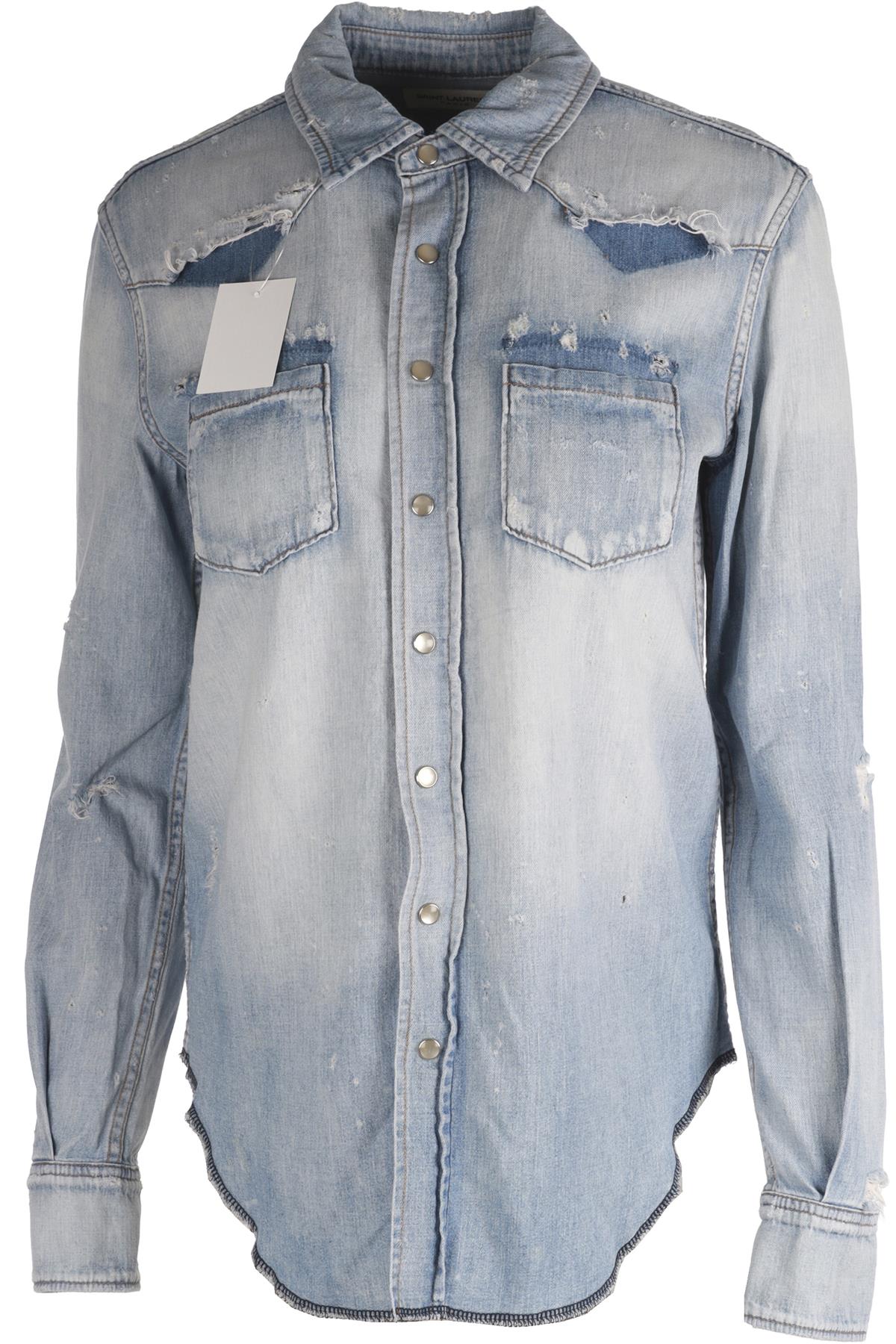 SAINT LAURENT BLUE DENIM SHIRT SMALL