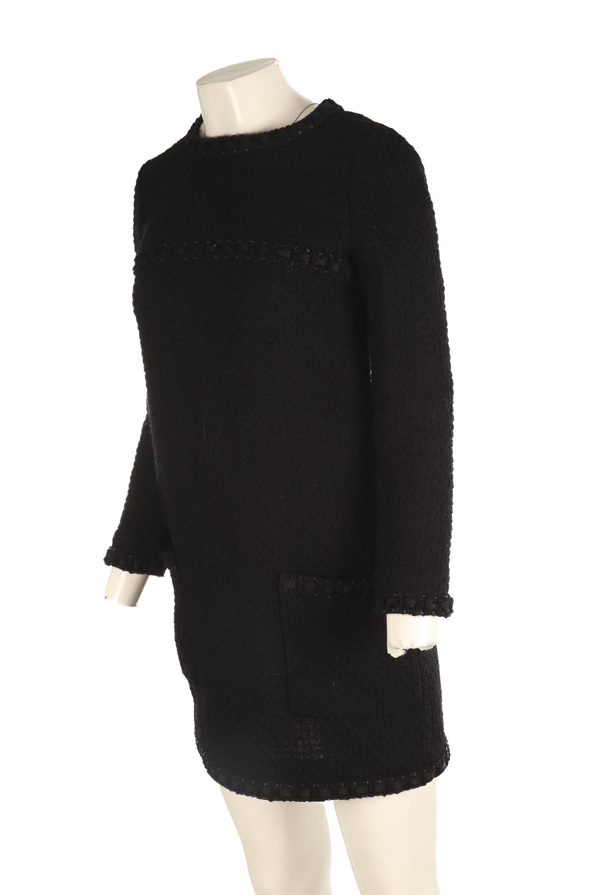 CHANEL BLACK 2016 WOOL MINI DRESS FR 38 UK 10