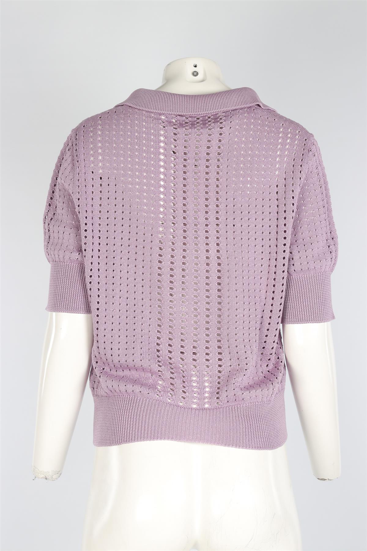 BOTTEGA VENETA PURPLE SILK POLO TOP IT 46 UK 14