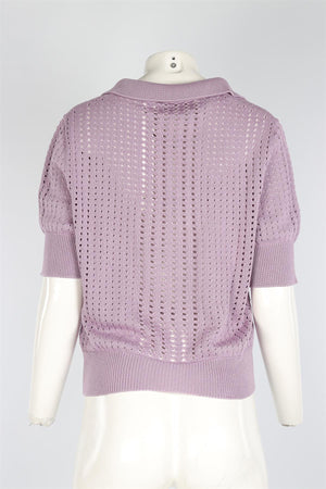 BOTTEGA VENETA PURPLE SILK POLO TOP IT 46 UK 14